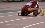 Qatar's athlete Abderrahman Samba reacts after competing in the men's 400m hurdles final during the World Athletics Championships in Tokyo on September 19, 2025. (Photo by Andrej ISAKOVIC / AFP)
