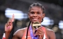 Gold medallist Kenya's athlete Lilian Odira celebrates after winning the women's 800m final during the World Athletics Championships in Tokyo on September 21, 2025. (Photo by Kirill Kudryavtsev / AFP)