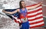 US' athlete Cole Hocker celebrates winning the men's 5000m final during the World Athletics Championships in Tokyo. (Photo by Philip Fong / AFP)