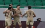 Rodrigo Moreno (second right) celebrates with teammates after scoring Al Rayyan's first goal.