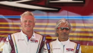 Qatar’s Sheikh Hassan and his partner Steve Curtis pose for a photo. 
