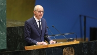 Luxembourg's Prime Minister Luc Frieden speaks during a United Nations Summit on Palestinians at UN headquarters on September 22, 2025. (Photo by Angela Weiss / AFP)