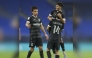 Al Bidda’s Abdallah Ahmed Nouri jumps as he celebrates with teammates during the match against Al Sadd at Stadium 974 yesterday.