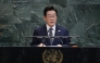 South Korea's President Lee Jae Myung speaks during General Debate of the United Nations General Assembly at the UN headquarters in New York City on September 23, 2025. (Photo by Timothy A Clary / AFP)