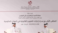 Minister of Justice and Minister of State for Cabinet Affairs H E Ibrahim bin Ali Al Mohannadi participates in a session during the meeting.