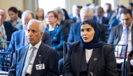 Minister of State for Foreign Affairs H E Sultan bin Saad Al Muraikhi (left) and Minister of State for International Cooperation H E Maryam bint Ali bin Nasser 
Al Misnad at the event. 