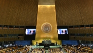 Palestinian President Mahmoud Abbas delivers a speech via video link during the General Debate of the 80th session of the United Nations General Assembly (UNGA) at the UN headquarters in New York, on September 25, 2025. (Xinhua/Li Rui)
