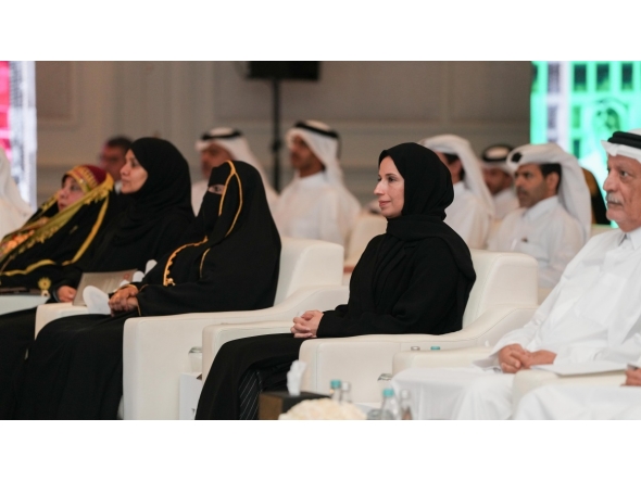 Minister of Social Development and Family and Chairperson of Qatar Foundation for Social Work H E Buthaina bint Ali Al Jabr Al Nuaimi; Shura Council Deputy Speaker H E Dr. Hamda bint Hassan Al  Sulaiti and other officials during the launch of the strategy.