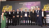 Representatives of Qatar Rail’s senior management team during the Global Light Rail Awards ceremony.
