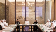 Director of the Government Communications Office H E Sheikh Jassim bin Mansour bin Jabor Al-Thani and other participants during the meeting. 