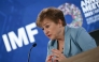 IMF Managing Director Kristalina Georgieva speaks during a press conference during the IMF/World Bank annual meetings at the IMF headquarters in Washington, DC, on October 16, 2025. (Photo by Brendan SMIALOWSKI / AFP)