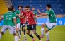 Al Rayyan's Gabriel Pereira is challenged by Al Waab players.