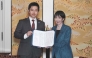 Japan's ruling Liberal Democratic Party (LDP) President Sanae Takaichi (R) and Japan Innovation Party (JIP) leader Hirofumi Yoshimura pose for the media on October 20, 2025. (Photo by Kazuhiro Nogi / AFP)