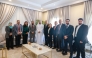 Minister of State at the Ministry of Foreign Affairs H E Dr. Mohammed bin Abdulaziz bin Saleh Al Khulaifi with the Syrian delegation.