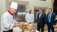 General Manager of Katara H E Professor Dr. Khalid bin Ibrahim Al-Sulaiti, Ambassador of Egypt H E Walid Fahmy Al-Faqi, and others at the tasting event. 