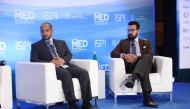 Director of the Consultation Department in Saudi Arabia Faisal Al-Otaibi (left) and Director of Strategic Technologies and Cyber Security Program at the Middle East Institute Mohamed Suleiman during the session. 