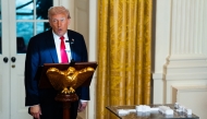 US President Donald Trump delivers remarks in the White House. (Photo by Demetrius Freeman/The Washington Post)
