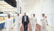 FIDE Executive Director Victor Bologan (centre) with QCA President Mohammed Al Mudahka and other officials during the visit.