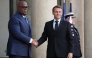 France's President Emmanuel Macron welcomes Democratic Republic of the Congo's President Felix Tshisekedi before a meeting at The Elysee Presidential Palace in Paris on October 30, 2025, on the sidelines of the Paris Peace Forum. (Photo by Ludovic Marin / AFP)