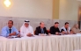 Director General of the Qatar Press Center Sadeq Mohammed Al Amari with other officials during the press conference in Nouakchott.