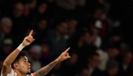 Bayern Munich's Colombian forward #14 Luis Diaz celebrates scoring his team's second goal during the UEFA Champions League, league phase day 4, football match between Paris Saint-Germain (PSG) and FC Bayern Munich at the Parc des Princes in Paris, on November 4, 2025. (Photo by FRANCK FIFE / AFP)