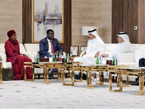 First Vice-Chairman of Qatar Chamber Mohamed bin Ahmed bin Twar Al Kuwari with South Sudan delegates