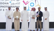 Minister of Culture H E Sheikh Abdulrahman bin Hamad Al-Thani with the winners of the award.