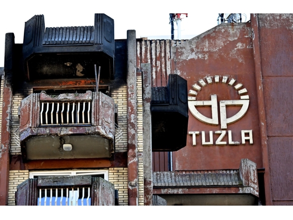 This photograph shows the burnt facade of a nursing home where a deadly fire broke out the day prior in the north-eastern Bosnian city of Tuzla, on November 5, 2025. Photo by ELVIS BARUKCIC / AFP