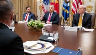 Hungarian Prime Minister Viktor Orban (C) speaks as US Vice President JD Vance (L) and President Donald Trump (R) look on during a meeting in the Cabinet Room of the White House in Washington, DC on November 7, 2025. (Photo by Saul Loeb / AFP)