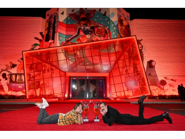 L-R) Phill Cain and Sam Lantz attend the Netflix House Philadelphia Grand Opening Event at Netflix House King of Prussia on November 10, 2025 in Philadelphia, Pennsylvania. Photo by LISA LAKE / GETTY IMAGES NORTH AMERICA / GETTY IMAGES VIA AFP