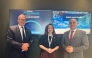 Finland's Minister of Social Affairs and Health H E Sanni Grahn-Laasonen (centre) with Ambassador of Finland to Qatar H E Juha Mustonen (left) and Executive Vice President MENA-(HUR), Bilal Qudaisat, at Qatar Medicare fair.