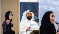 From left: Dr. Hessa Al Jaber, Eng. Omar Al Ansari, and Nejoud Al-Jehani speaking at the event. 