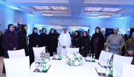 Minister of Social Development and Family H E Buthaina bint Ali Al Jabr Al Nuaimi, Deputy Speaker of the Shura Council Dr. Hamda bint Hassan Al Sulaiti, Qatar Chamber Chairman Sheikh Khalifa bin Jassim Al Thani with other dignitaries during the event.
