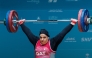 Ouisal Ikhlef competes during the Women’s +86kg weightlifting final.