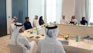 Director of the Government Communications Office and Chairman of the Permanent Web Summit Qatar Organizing Committee Sheikh Jassim bin Mansour bin Jabor Al-Thani and other participants during the meeting.