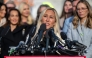 (Files) US Representative Marjorie Taylor Greene, Republican of Georgia, speaks during a press conference at the US Capitol in Washington, DC on November 18, 2025. (Photo by Daniel Heuer / AFP)