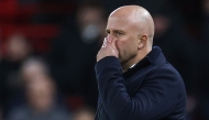 Liverpool's Dutch manager Arne Slot reacts during the English Premier League football match between Liverpool and Nottingham Forest at Anfield in Liverpool, north west England on November 22, 2025. (Photo by Darren Staples / AFP)