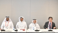 President of the Real Estate Regulatory Authority (Aqarat) Eng. Khalid bin Ahmed Al Obaidli  with other officials during the MWC Doha 2025.