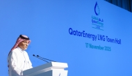 QatarEnergy LNG Chief Executive Officer, Khalid bin Khalifa Al Thani, speaks at the company’s annual Town Hall.