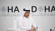 Prime Minister and Minister of Foreign Affairs Sheikh H E Mohammed bin Abdulrahman bin Jassim Al-Thani during the discussion. (AFP)
