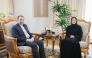 Chairperson of the National Human Rights Committee H E Maryam bint Abdullah Al Attiyah with Ambassador of the Islamic Republic of Iran to the State of Qatar H E Dr. Ali Salehabadi during the meeting.
