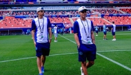 Cruz Azul players at the Ahmad Bin Ali Stadium on the eve of the match.
