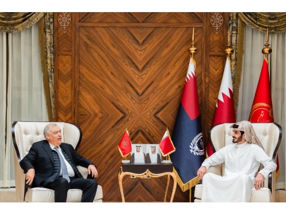 Minister of Interior and Commander of the Internal Security Force (Lekhwiya) H E Sheikh Khalifa bin Hamad bin Khalifa Al-Thani meeting with Minister of Interior of the Kingdom of Morocco,                    H E Abdelouafi Laftit in Doha.