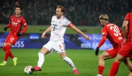 Bayern Munich's English forward #09 Harry Kane controls the ball during the German first division Bundesliga football match between FC Heidenheim and FC Bayern Munich in Heidenheim, southern Germany, on December 21, 2025. (Photo by Karl-Josef Hildenbrand / AFP) 