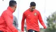 Achraf Hakimi (right) attends Morocco’s training session. PIC: Equipe du Maroc
