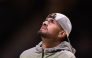 Australia's Nick Kyrgios reacts after winning his tennis match against Belarus’ Aryna Sabalenka in Dubai on December 28, 2025. Photo by Amr Alfiky / POOL / AFP
