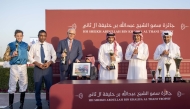 H H Sheikh Abdullah bin Khalifa Al Thani crowned the winners of the H H Sheikh Abdullah Bin Khalifa Al Thani Cup in the presence QREC Vice Chairman Rashid bin Nasser Sraiya Al Kaabi. PICS: JUHAIM/QREC