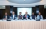 Ambassador of India to Qatar H E Vipul with other officials addressing a press conference. 