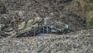 An aerial view shows a landslide at the landfill in Barangay Binaliw, Cebu City on January 9, 2026. Photo by Alan Tangcawan / AFP