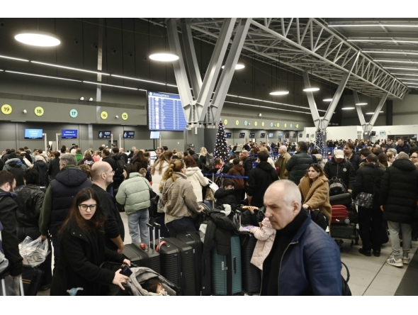 (Files) Passengers wait at the Thessaloniki Airport 